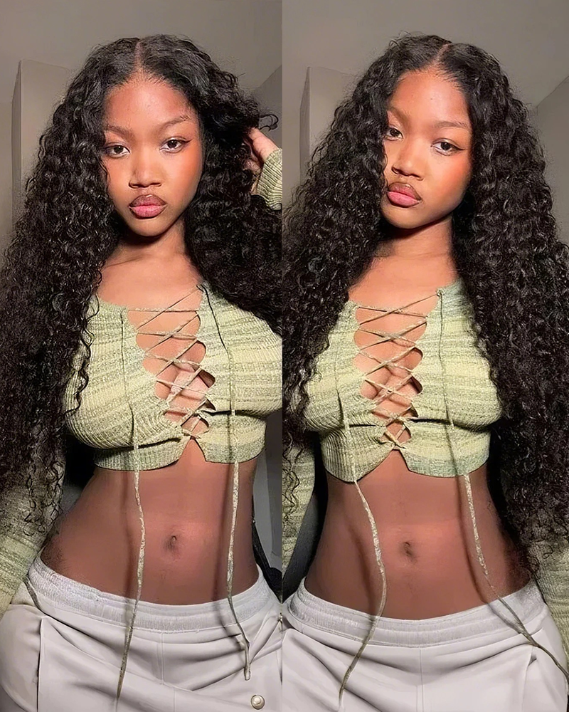 Arabella 6x5 invisible knots Glueless Jerry Curly Wig Pre-cut Lace Natural Black Beginner Friendly