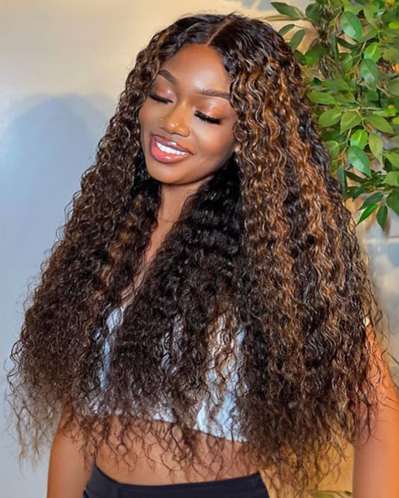 Arabella 12A Jerry Curly with Burmese Curly 3 Bundles Human Hair Weft Honey Blonde Highlight Color Unprocessed Virgin Hair Weave