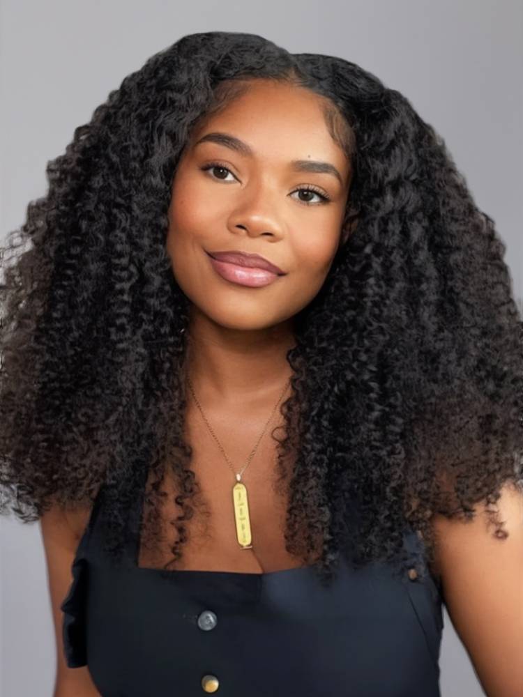 【BOGO】Limited Design Special Jerry Curl Long Bob Natural Black 6x5 Lace Double Drawn Human Hair Wigs