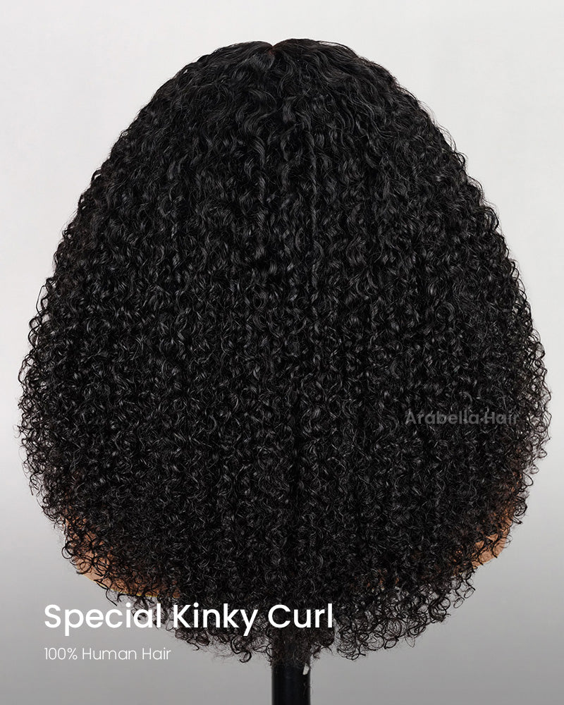 【BOGO】Limited Design Special Jerry Curl Long Bob Natural Black 6x5 Lace Double Drawn Human Hair Wigs