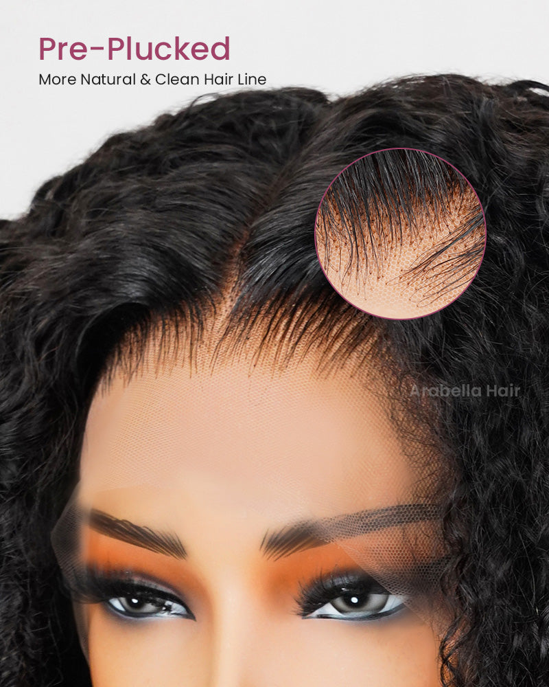 【BOGO】Limited Design Special Jerry Curl Long Bob Natural Black 6x5 Lace Double Drawn Human Hair Wigs