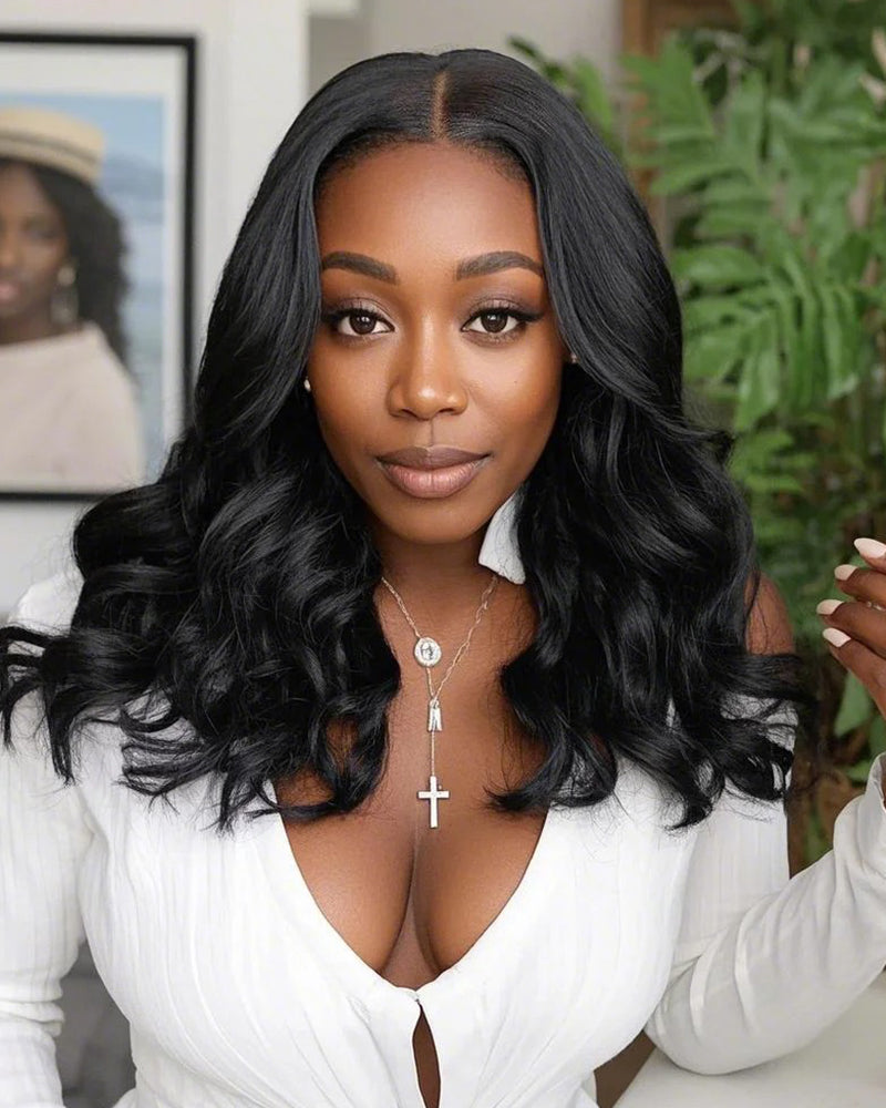 Arabella 6x5 invisible knots Glueless Loose Body Wave Wig Pre-cut Lace Natural Black Beginner Friendly