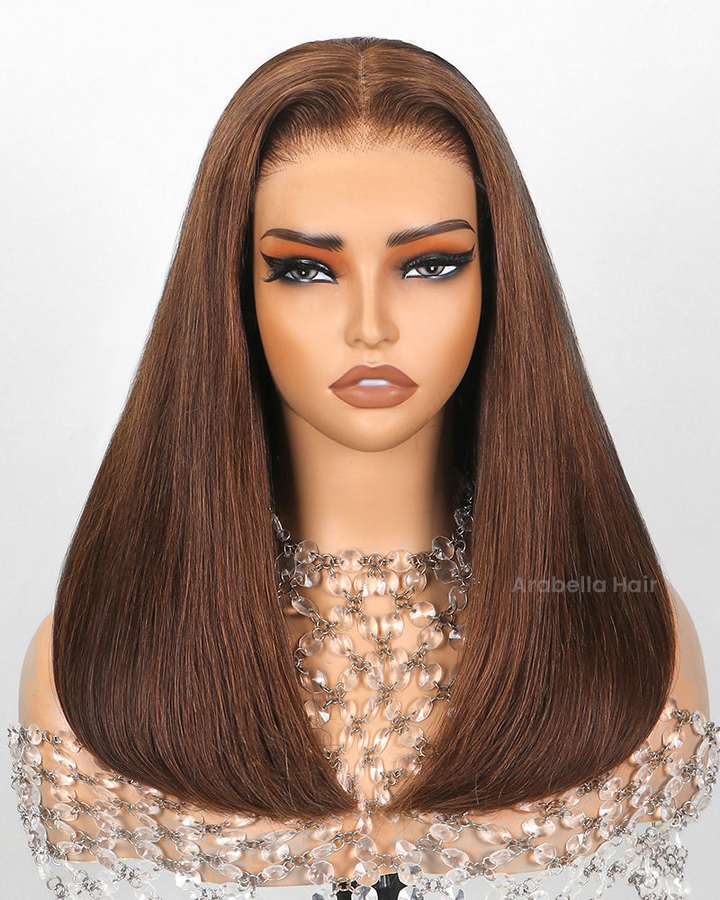 Arabella 6x5 invisible knots Glueless Chocolate Brown Wig Straight Wig Pre-cut Lace Beginner Friendly