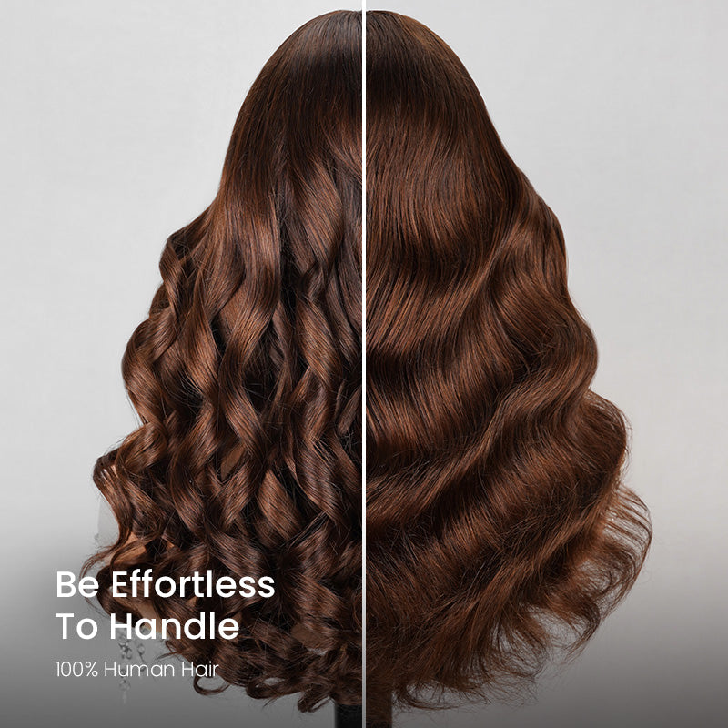 Arabella 6x5 invisible knots Glueless Chocolate Brown Wig Loose Body Wave Wig Pre-cut Lace Beginner Friendly