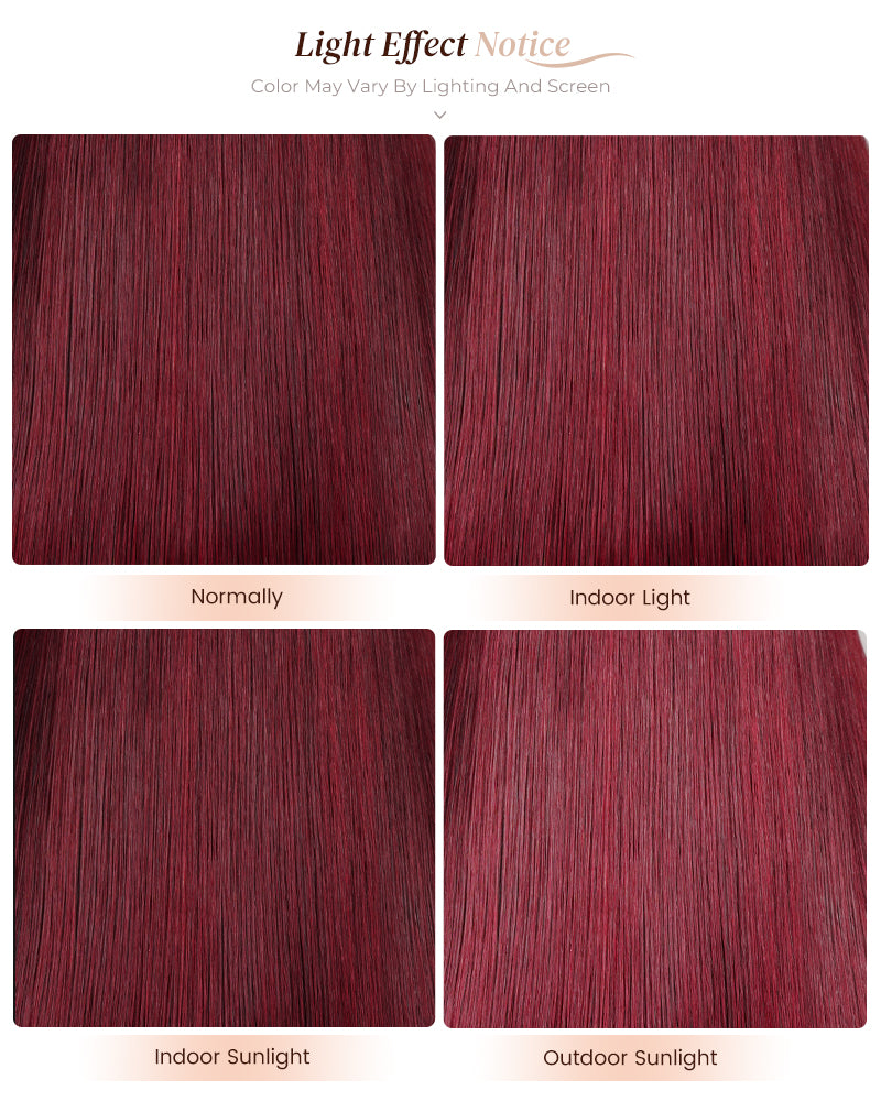 Arabella 6x5 invisible knots Glueless Burgundy Straight Wig Pre-cut Lace Beginner Friendly
