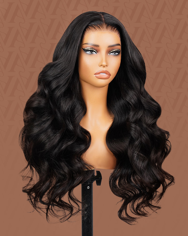 Value Set | Arabella 13x6 Three-Go™ Glueless Wig Body Wave With Drawstring Natural Black 100% Human Hair Wig