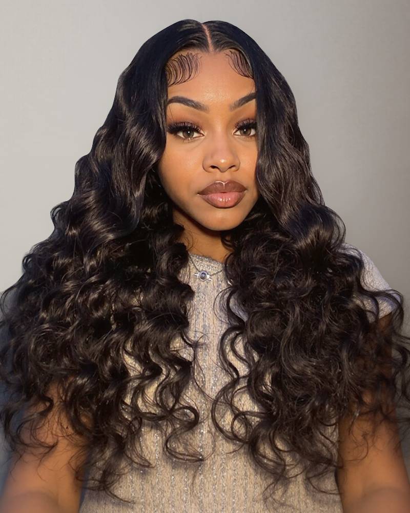 Arabella 6x5/13x4 Lace Glueless Natural Loose Deep Wave Wig Pre-cut Lace Natural Black Beginner Friendly