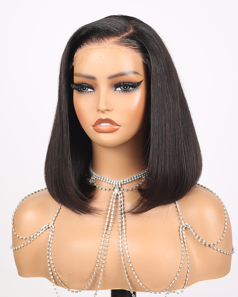 Arabella $59 Final Deal Price 6x6 Lace Glueless Auburn Highlights on Black Hair/Natural Black Straight/Jerry Curly Bob Wig