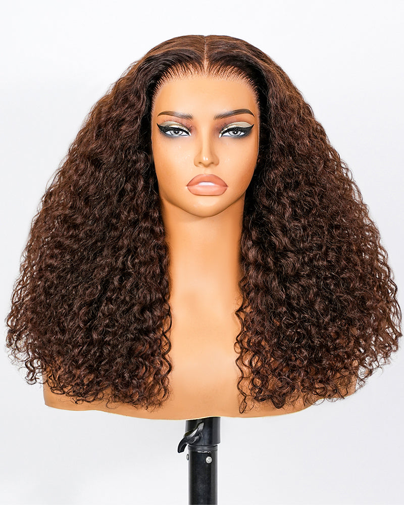 Value Set | Arabella 13x6 Three-Go™ Chocolate Brown Glueless Wig Water Wave With Drawstring 100% Human Hair Wig