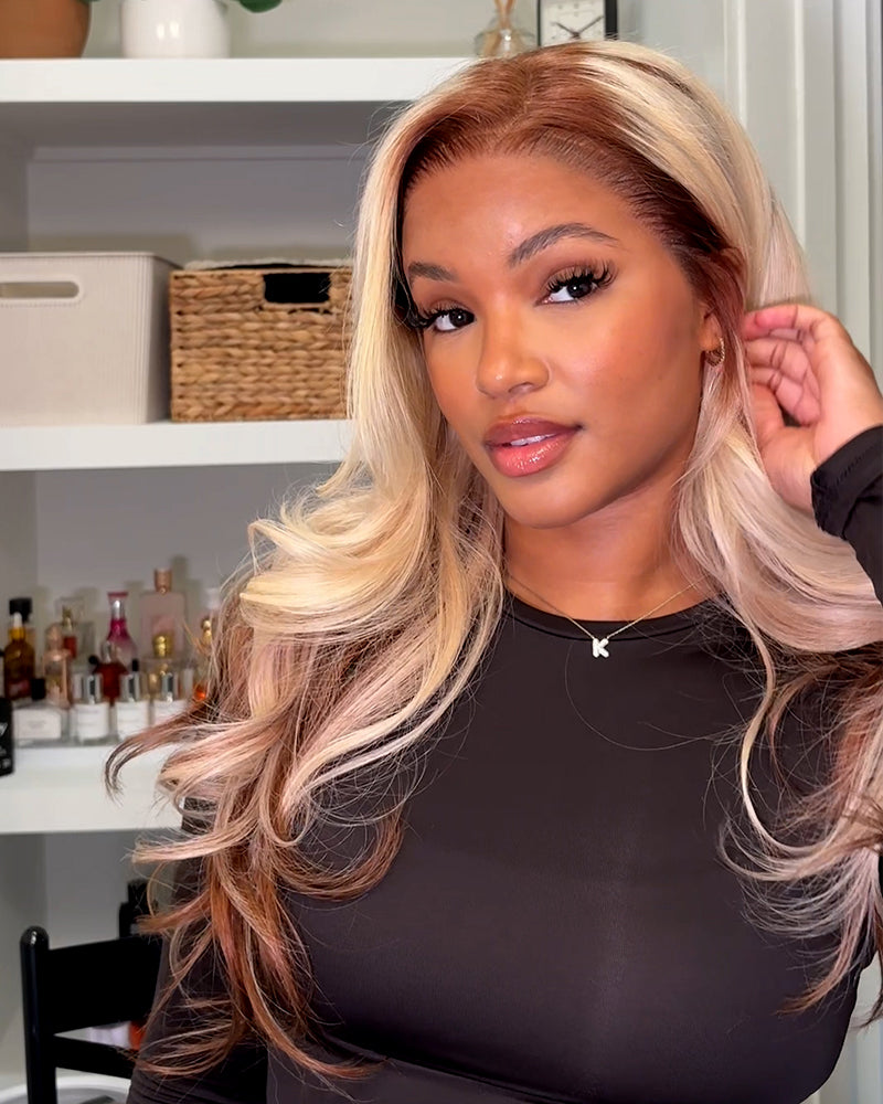 【$299 = 2 WIGS】Arabella 13x6 Three-Go™ Blonde and Brown Ombre Glueless Wig Loose Body Wave With Drawstring