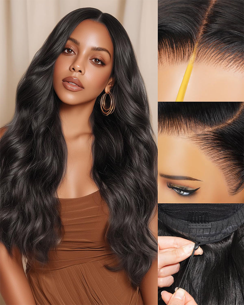 Arabella 13x6 Three-Go™ Glueless Wig Body Wave With Drawstring Natural Black 100% Human Hair Wig