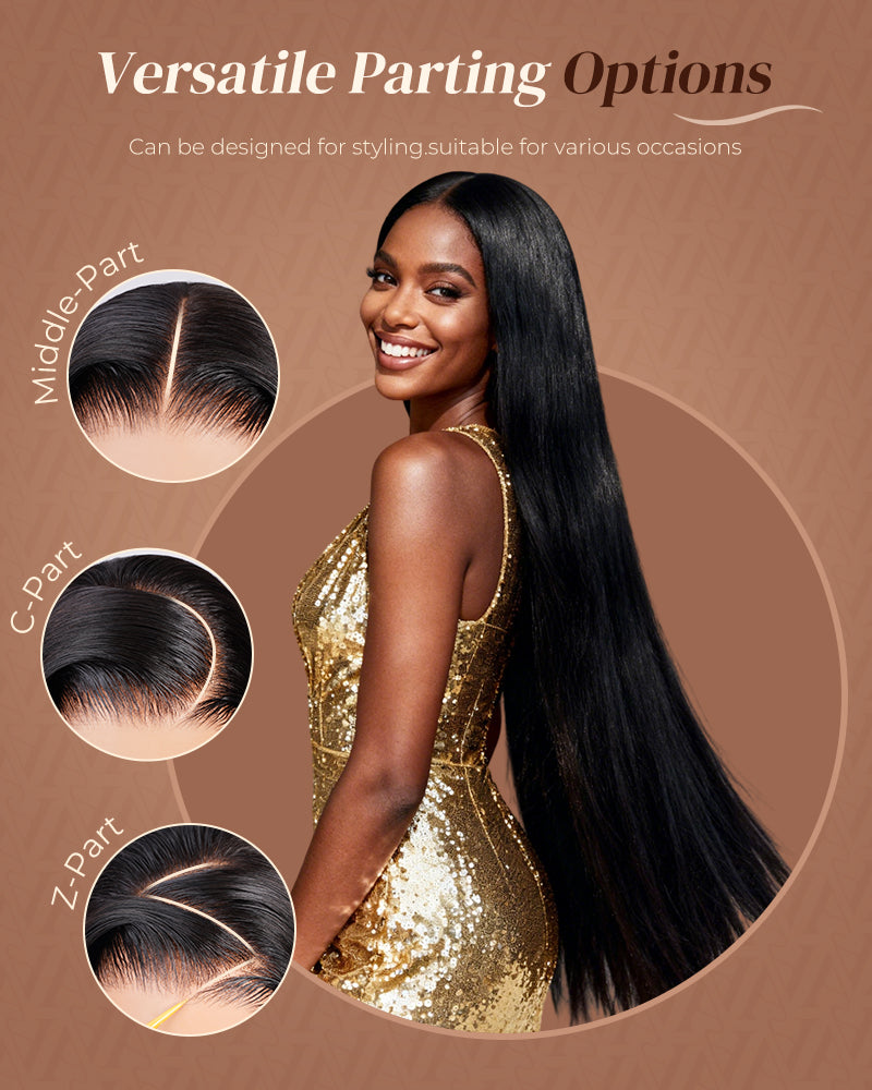 Arabella 13x6 Three-Go™ Glueless Wig 36Inch Super Long Silky Straight With Drawstring Natural Black 100% Human Hair Wig
