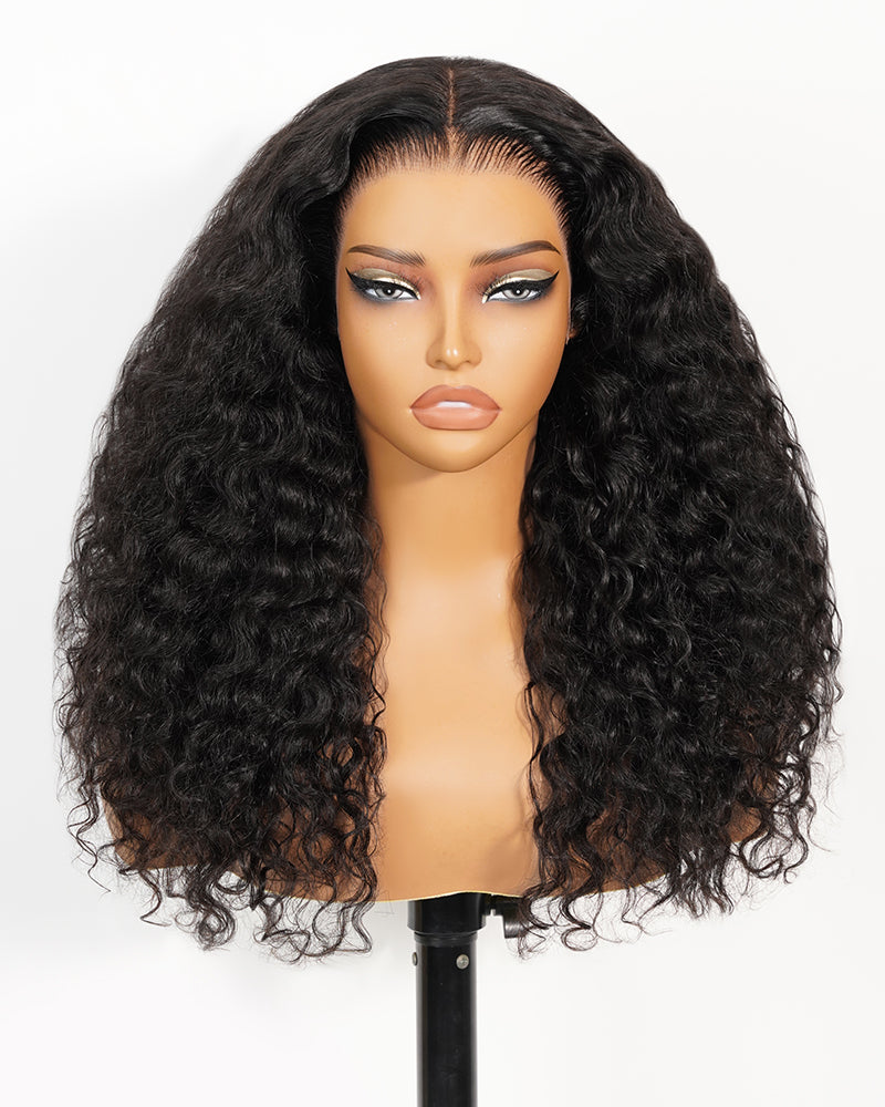 Arabella 13x6 Three-Go™ Glueless Wig Water Wave With Drawstring Natural Black 100% Human Hair Wig