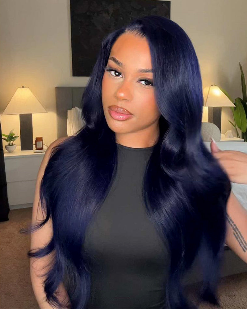 Midnight blue human hair wig, loose body wave 13x6 lace front | Arabella Hair