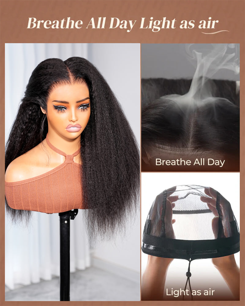 Arabella 13x6 Three-Go™ Glueless Wig Yaki Straight Natural Black With Drawstring