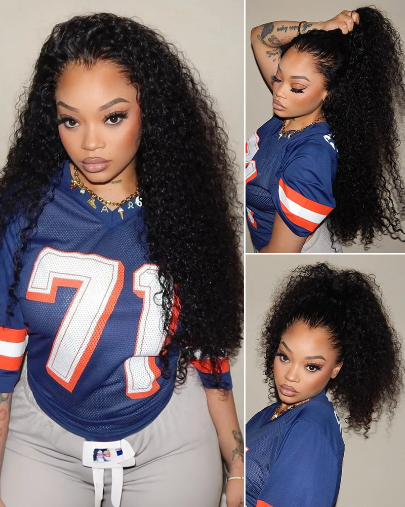 Pure-Luxe™ Water Wave Natural Black Pre-Cut 13x6 Lace Ultra-Dense Glueless Human Hair Wig
