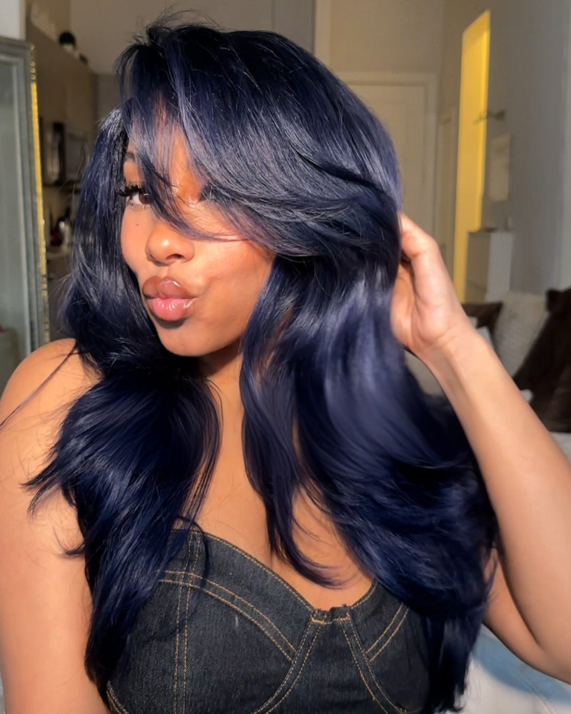 Wear and go wig: midnight blue glueless human hair lace front | Arabella Hair