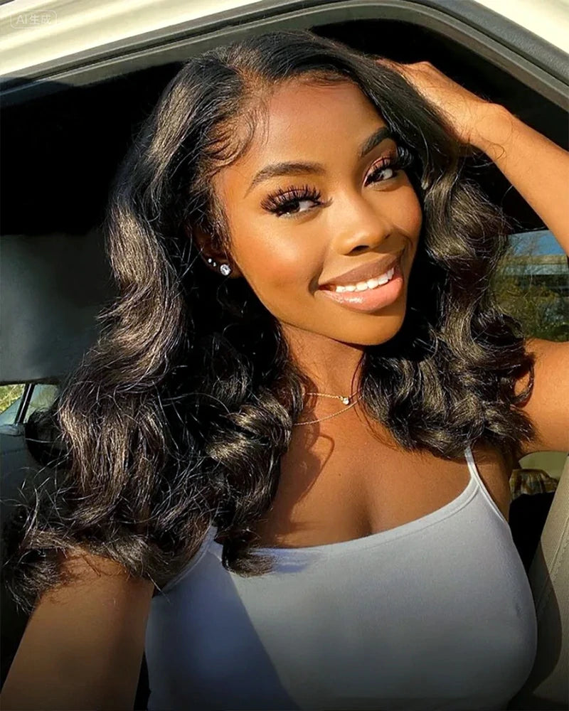 Arabella 6x5 invisible knots Glueless Loose Body Wave Wig Pre-cut Lace Natural Black Beginner Friendly