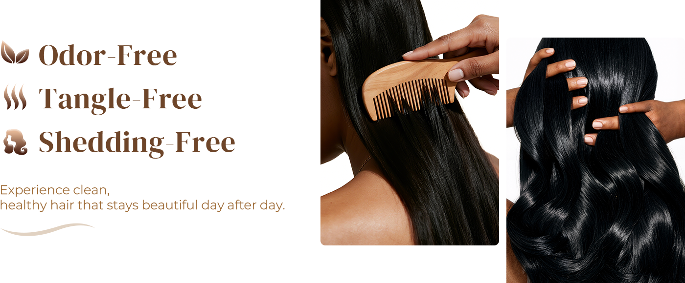 Odor-free, tangle-free, shedding-free human hair wig