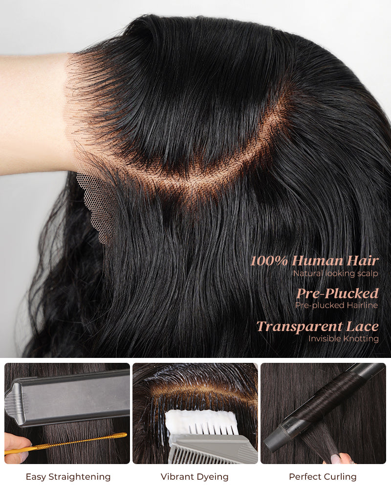 Arabella 6x5 invisible knots Glueless Loose Wave Bob Wig Pre-cut Lace Natural Black Beginner Friendly