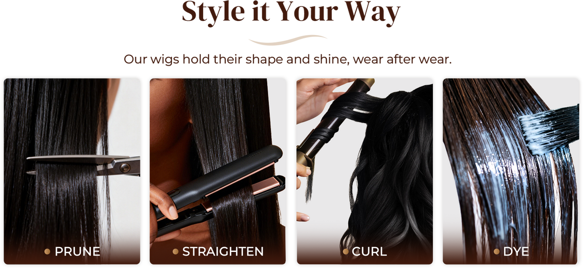 100% human hair wig, easy to curl, straighten, or dye