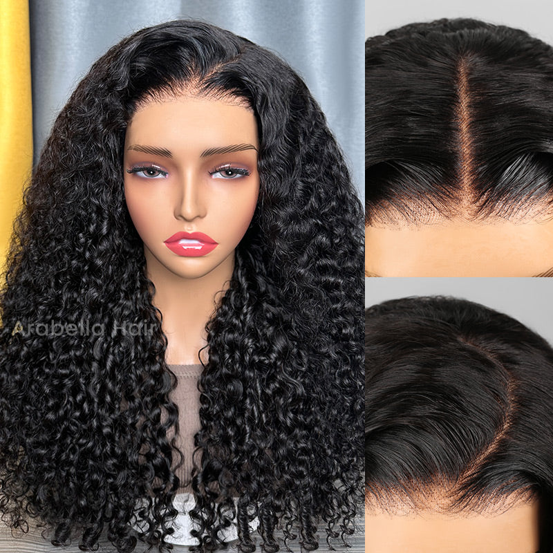 Arabella 6x5 Invisible Knots Glueless Deep Curly Wig Pre-cut Lace Natural Black Beginner Friendly