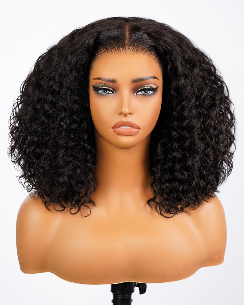 Pure-Luxe™ Water Wave Natural Black Pre-Cut 13x6 Lace Ultra-Dense Glueless Human Hair Wig
