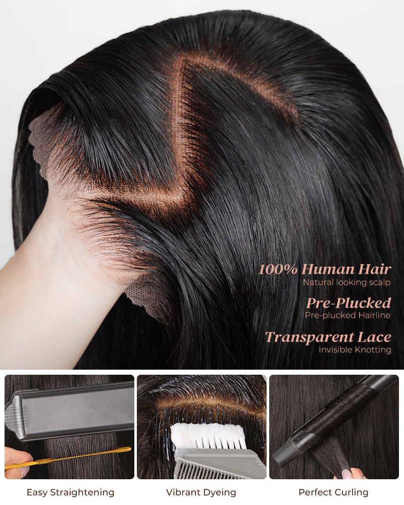 Arabella 6x5 invisible knots Glueless Loose Body Wave Wig Pre-cut Lace Natural Black Beginner Friendly