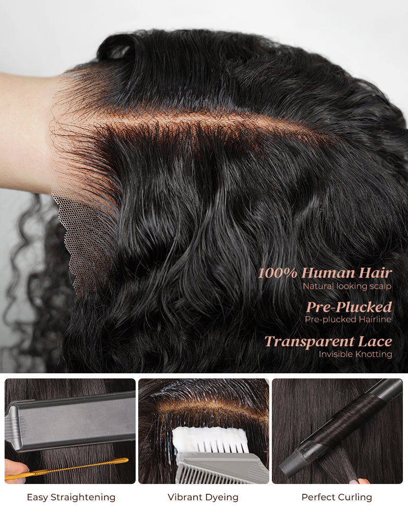 Arabella 6x5 Lace Glueless & 6 Inches Deep Part Jerry Curly Bob Wig Pre-cut Lace Natural Black