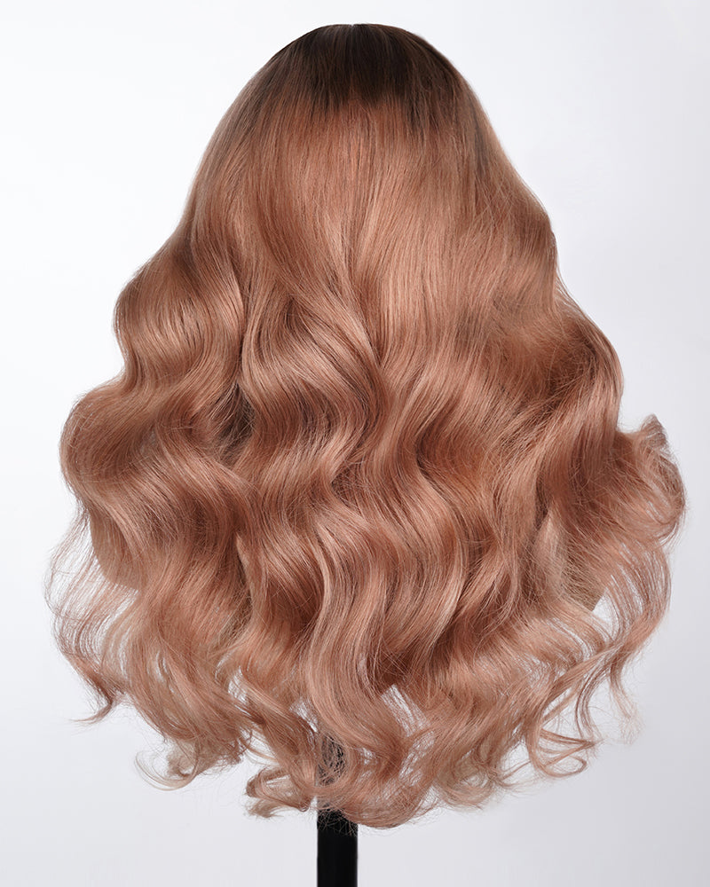 Arabella 13x6 Three-Go™ Rosy Pink Ombre Blonde Glueless Wig Loose Body Wave With Drawstring 100% Human Hair Wig