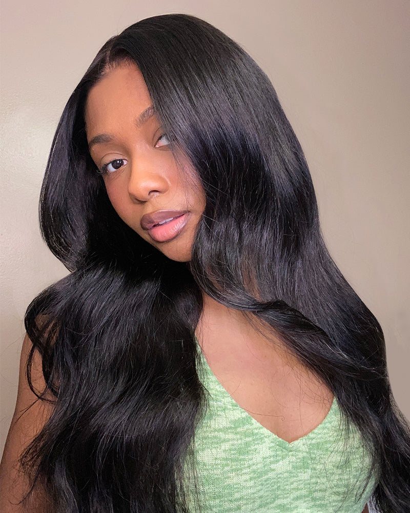 【Flash Sale】Arabella 13x6 Three-Go™ Glueless Wig 20" Body Wave With Drawstring Natural Black 100% Human Hair Wig