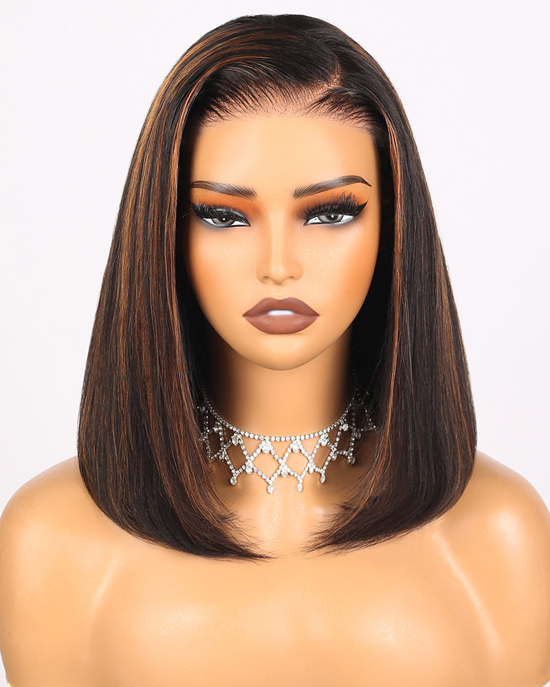 $209 = 3 WIGS | 12inch 6x6 Lace Straight Auburn Highlights On Black Hair Plus 12inch 6x5 Glueless Straight Auburn Highlights On Black Hair Plus 18inch 4x4 Lace Deep Wave Natural Black