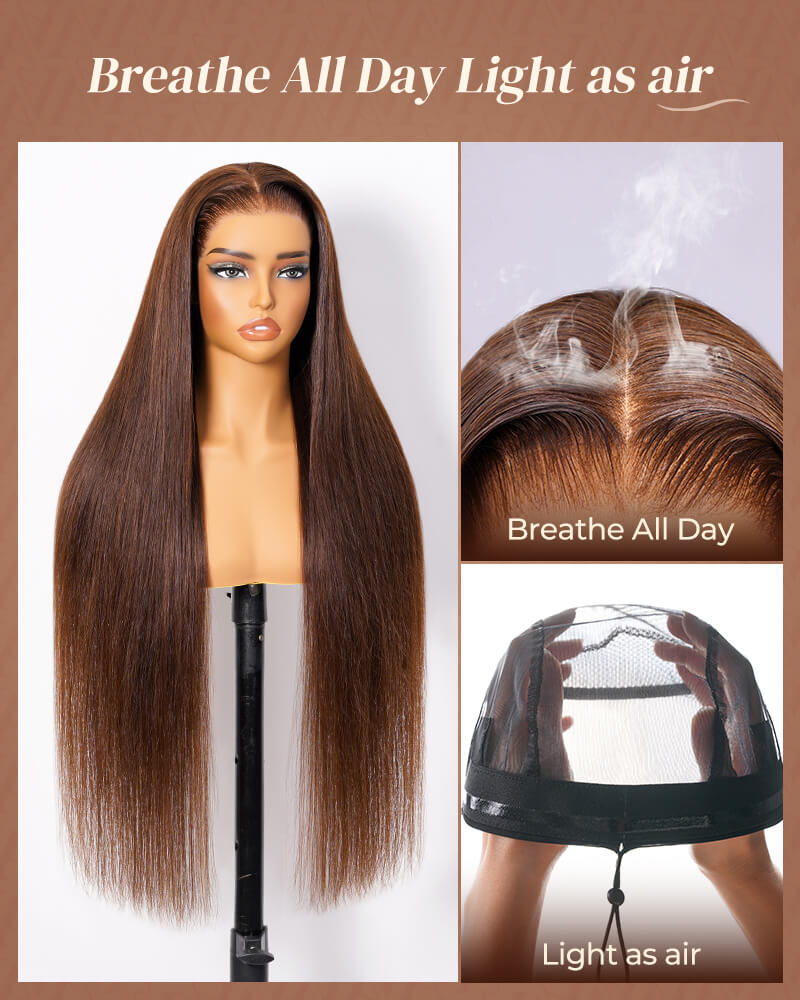 Arabella 13x6 Three-Go™ Chocolate Brown Glueless Wig Body Wave With Drawstring 100% Human Hair Wig