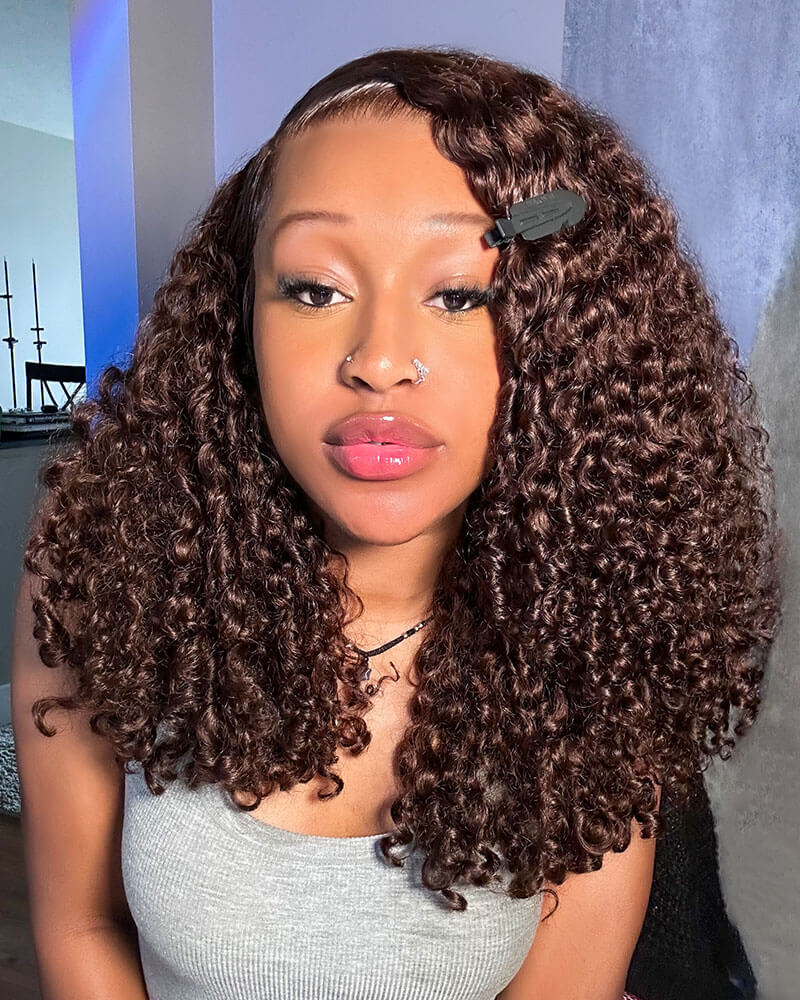 Value Set | Arabella 13x6 Three-Go™ Chocolate Brown Glueless Wig Water Wave With Drawstring 100% Human Hair Wig