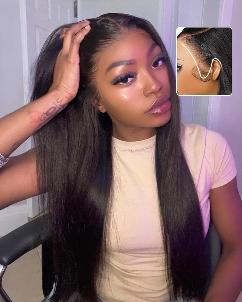 Pure-Luxe™ Silky Straight Natural Black Easy Wear Glueless 13x6 Ultra-Dense Human Hair Wig Pre-Cut Lace