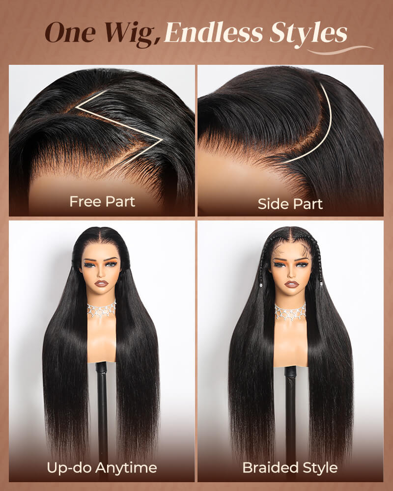 Pure-Luxe™ Silky Straight Natural Black Easy Wear Glueless 13x6 Ultra-Dense Human Hair Wig Pre-Cut Lace