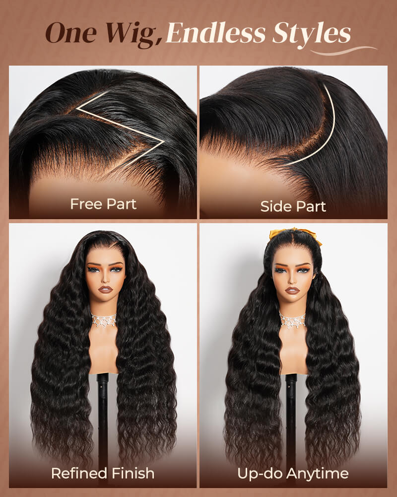 Arabella 13x6 Three-Go™ Glueless Wig Loose Deep Wave With Drawstring Natural Black 100% Human Hair Wig
