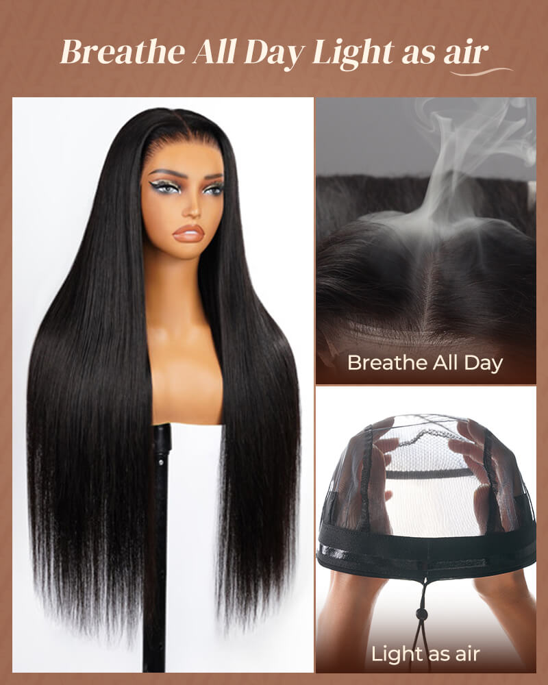 【$299 = 2 WIGS】Arabella 13x6 Three-Go™ Glueless Wig Silky Straight With Drawstring Natural Black 100% Human Hair Wig