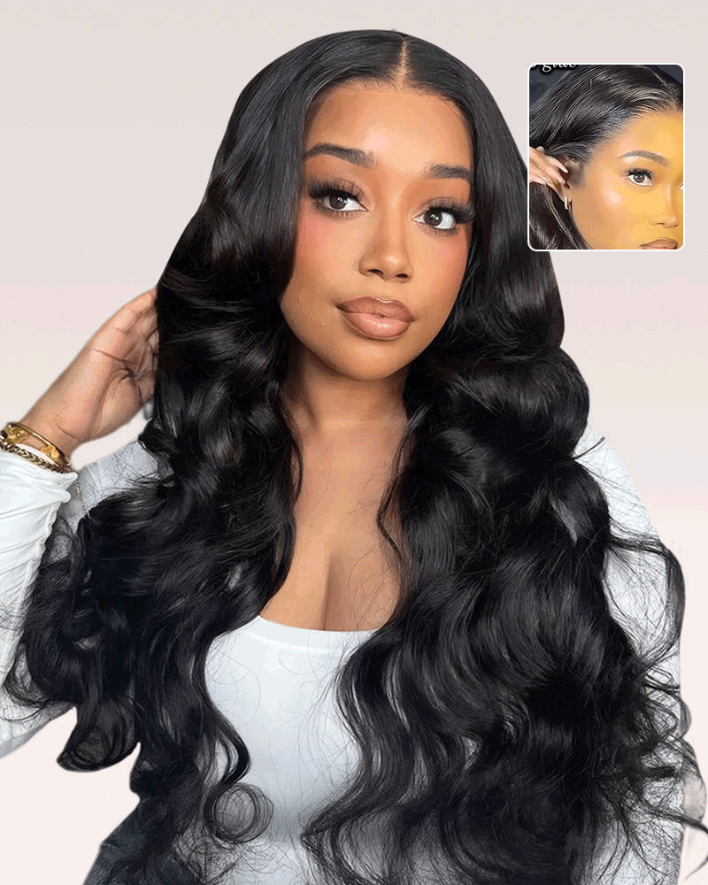 Arabella 13x6 Three-Go™ Glueless Wig Body Wave With Drawstring Natural Black 100% Human Hair Wig