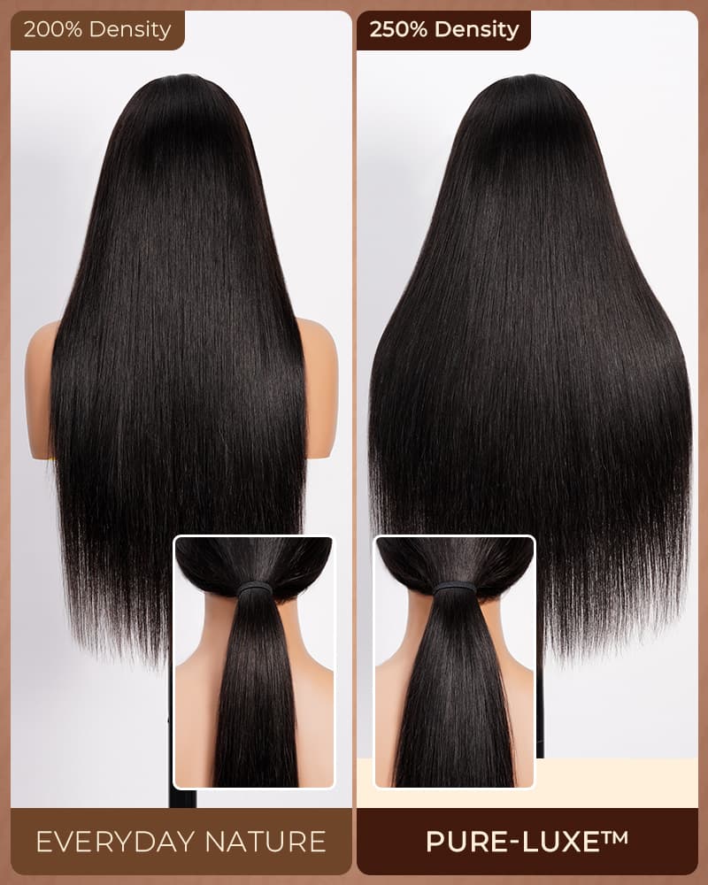 Pure-Luxe™ Silky Straight Natural Black Easy Wear Glueless 13x6 Ultra-Dense Human Hair Wig Pre-Cut Lace