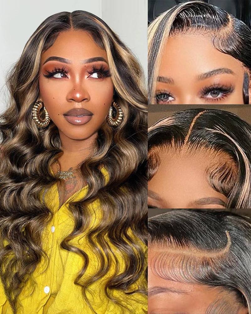 6x5/13x6 lace front balayage highlights wigs free-part
