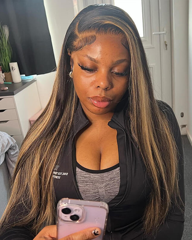 arabella balayage highlight glueless silky straight wig