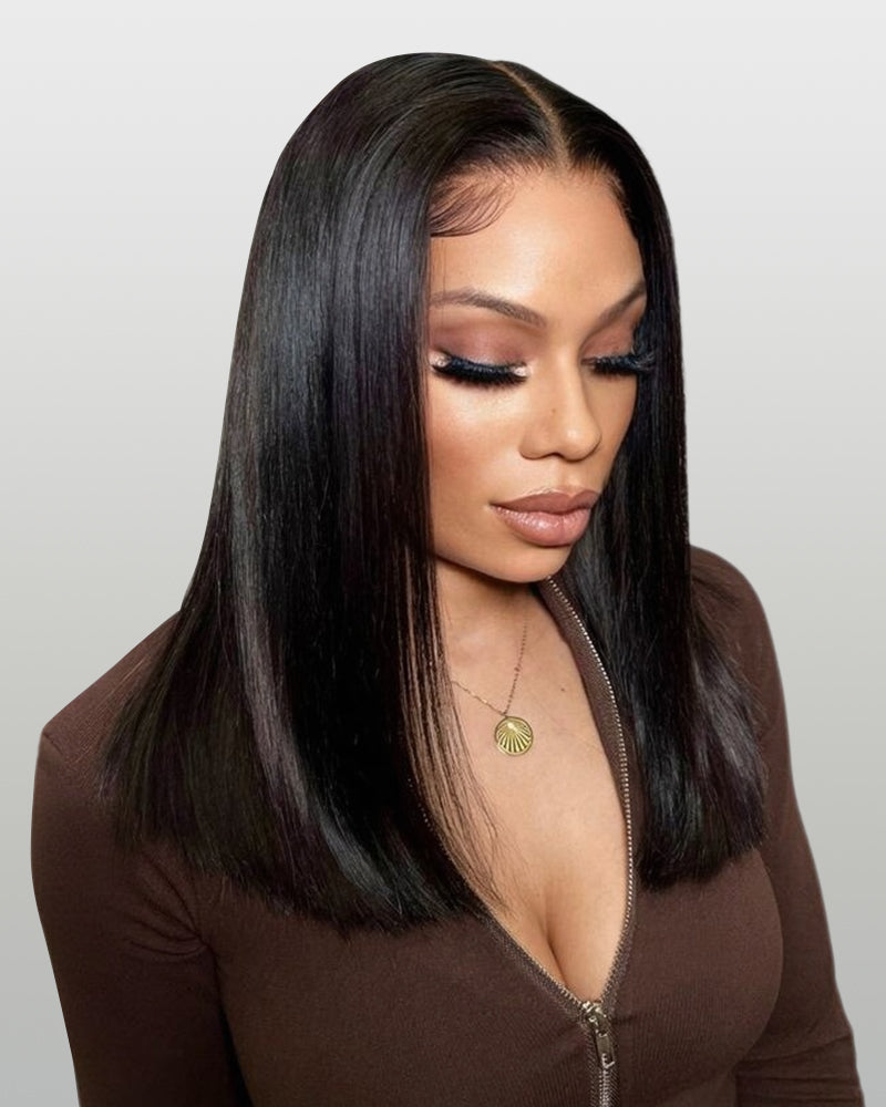 Pure-Luxe™ Silky Straight Natural Black Easy Wear Glueless 13x6 Ultra-Dense Human Hair Wig Pre-Cut Lace