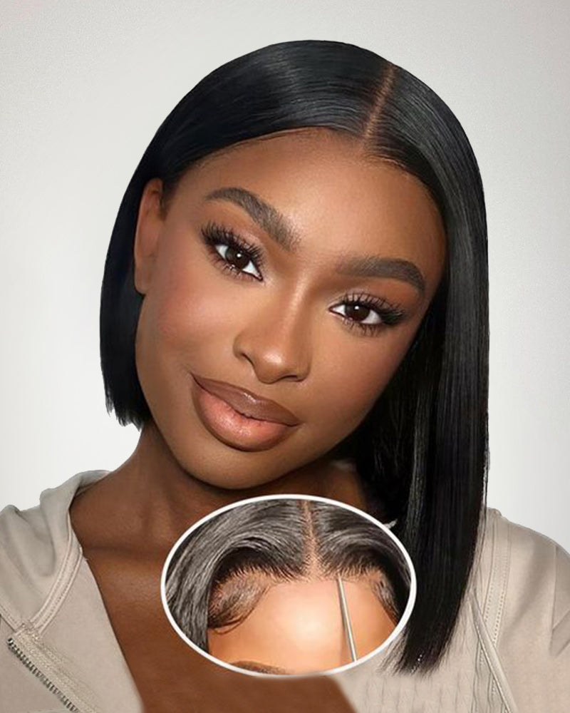 Arabella 6 Inches Deep Part Silky Straight Wig Middle Part Natural Black 100% Human Hair Wig