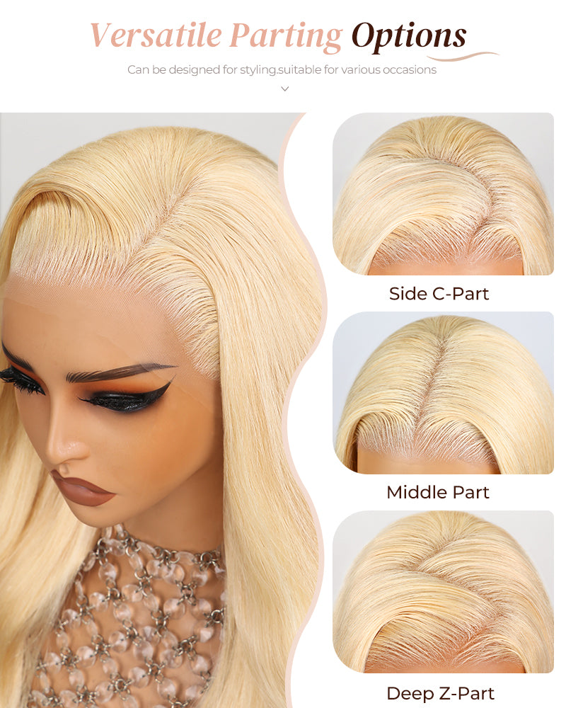 Arabella 6x5 Invisible Knots Glueless & 13x4 Frontal Lace Straight Bob Wig Pre-cut Lace 613 Blonde Beginner Friendly