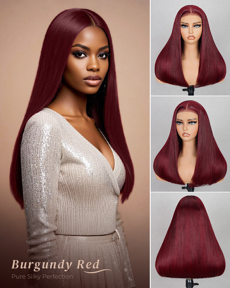 Collage of Model and Mannequin Showing Burgundy Wig