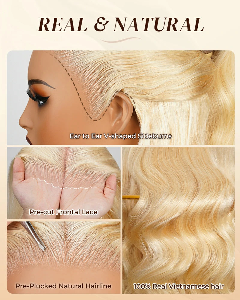 【$299 = 2 WIGS】Arabella 13x6 Three-Go™ 613 Blonde Glueless Wig Silky Straight With Drawstring 100% Human Hair Wig