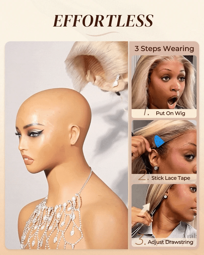 【$299 = 2 WIGS】Arabella 13x6 Three-Go™ 613 Blonde Glueless Wig Silky Straight With Drawstring 100% Human Hair Wig