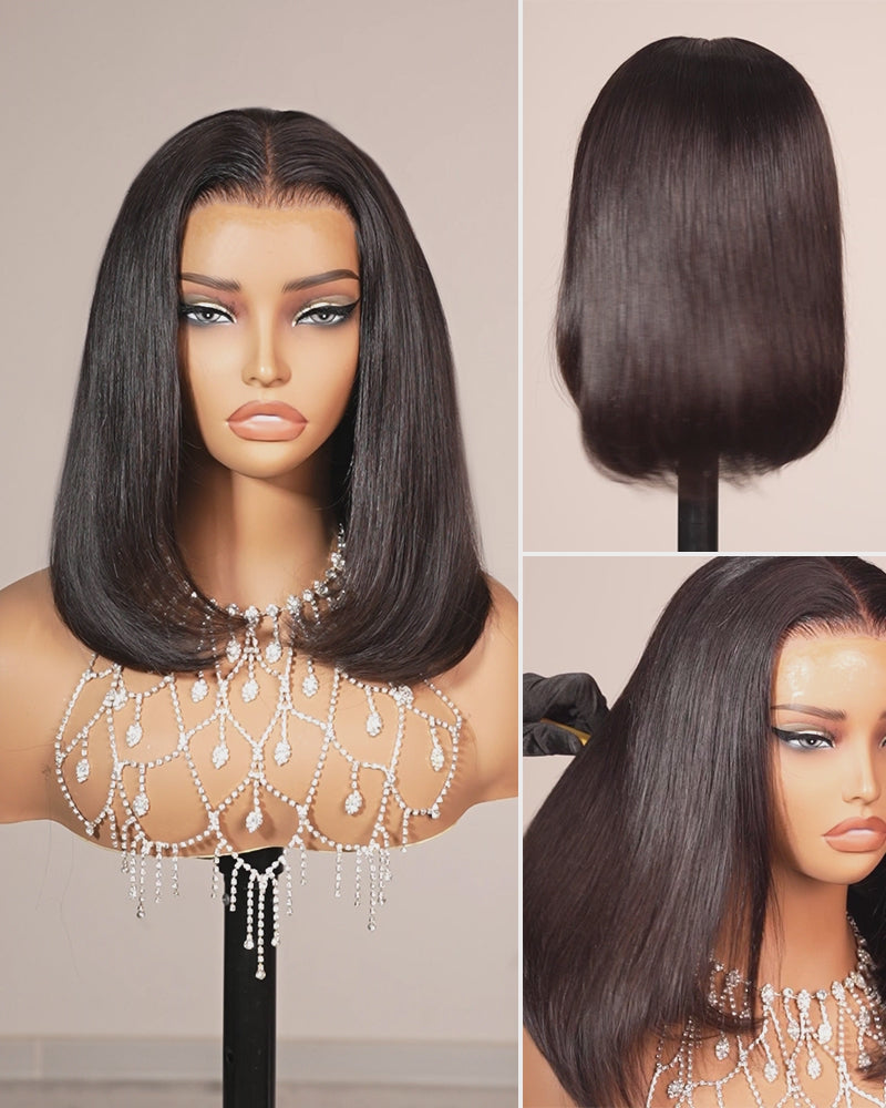 Pure-Luxe™ Silky Straight Natural Black Easy Wear Glueless 13x6 Ultra-Dense Human Hair Wig Pre-Cut Lace