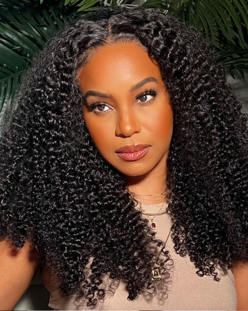 Arabella 3 In 1 Half Wig Glueless Jerry Curly Wig Invisi Drawstring Natural Black Endless Protective Styles